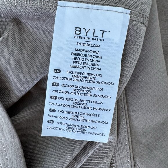 BYLT Premium Basics Drop Cut Lux Short Sleeve Stretch Shirt Medium Fawn Tan - Picture 7 of 10